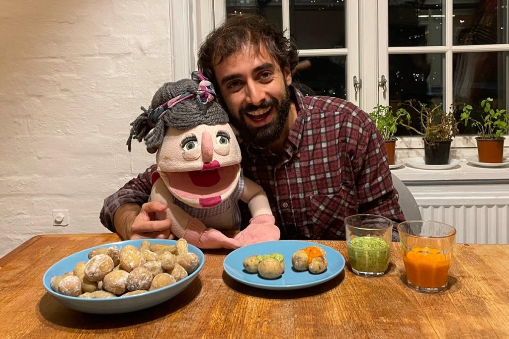 Plant-based Canary-style wrinkled potatoes with dips (Papas arrugadas con mojos-inspired) // A grandchild in my kitchen